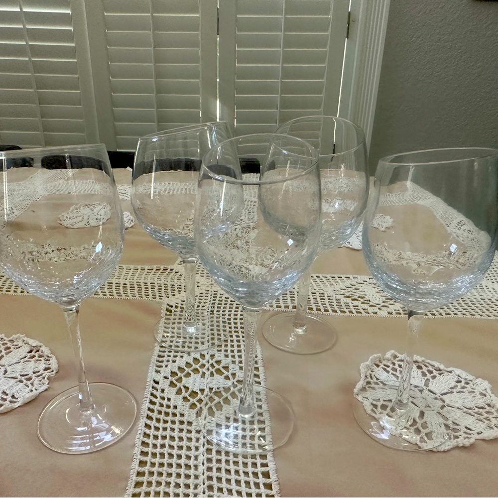 Pier One Gray Crackle Wine Glass Set of 5